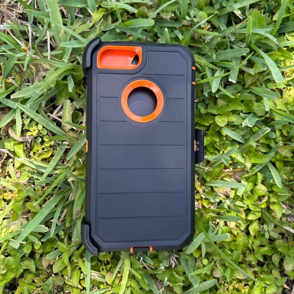 Rugged Black and Orange Phone Case /iPhone 8 plus
